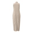 thumbnail image 4 of Bysome Women Dress Solid Color Sleeveless Tie Neck Dresses Summer Casual Women Dresses Size L Beige, 4 of 5