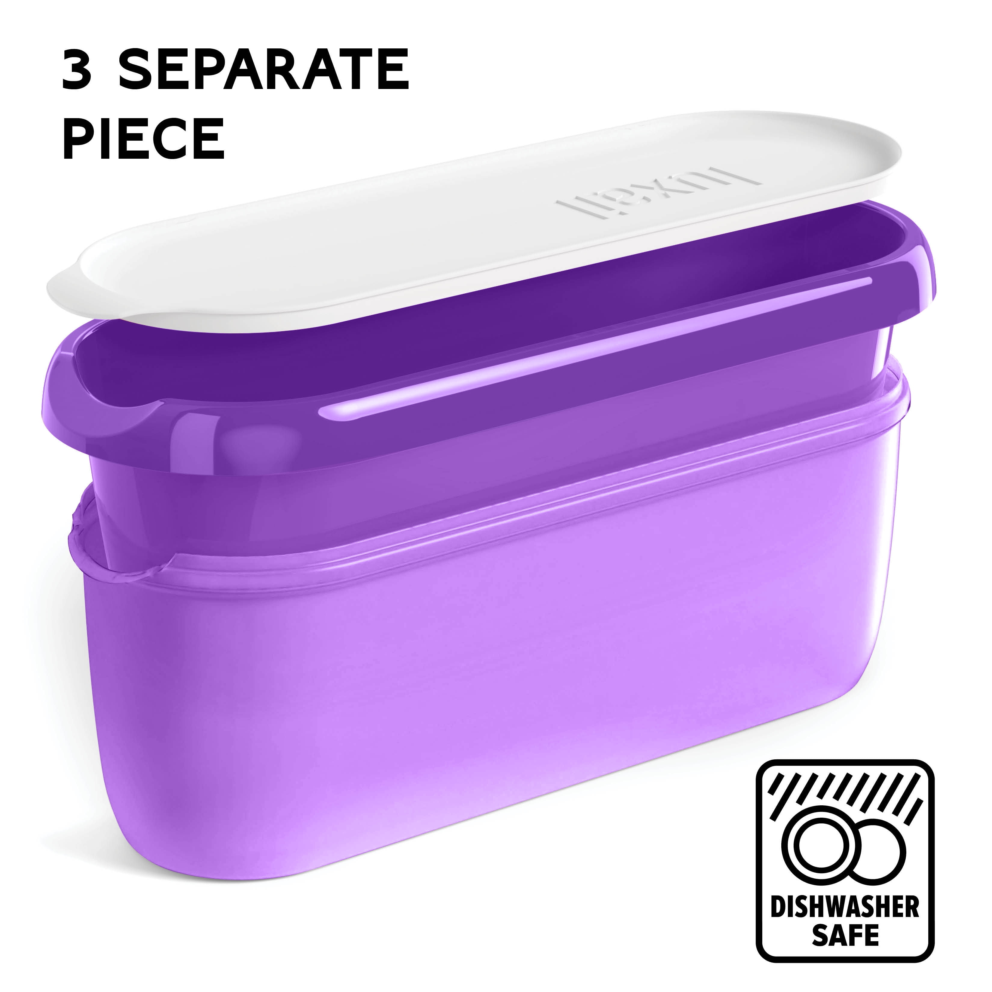 Luxail Ice Cream Container with Lids, BPA Free Plastic, Double Insulated, 1.5 Quart, Purple