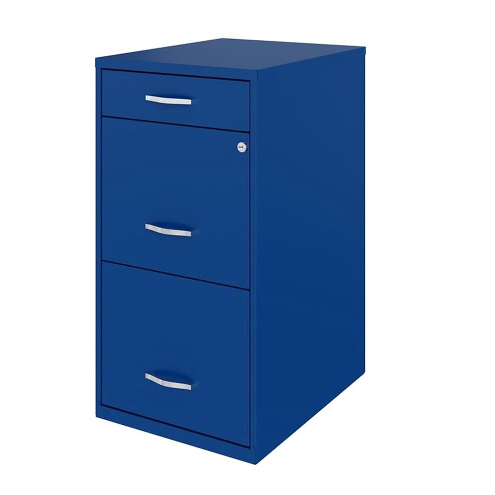 Pemberly Row 18" 3-Drawer Modern Metal Organizer Filing Cabinet in Blue