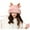 Pink, variant on Youth Ear Knit Hat 3D Antler Dual Pom Wide Fluff Trim Drawstring Soft Liner for Riverside Walks White