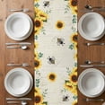 thumbnail image 6 of Sunflower Table Runner - 48 Inch Long, Kitchen Dining Table Runner Dresser Scarves, Gnomes Flower Bee Eucalyptus Leaves Farmhouse Farmhouse Decor for Coffee Tables Wedding Party Banquet, 6 of 8