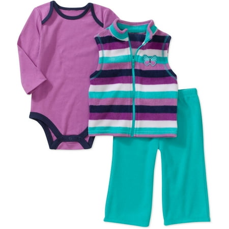 Faded Glory Newborn Girls' 3 Piece Flee