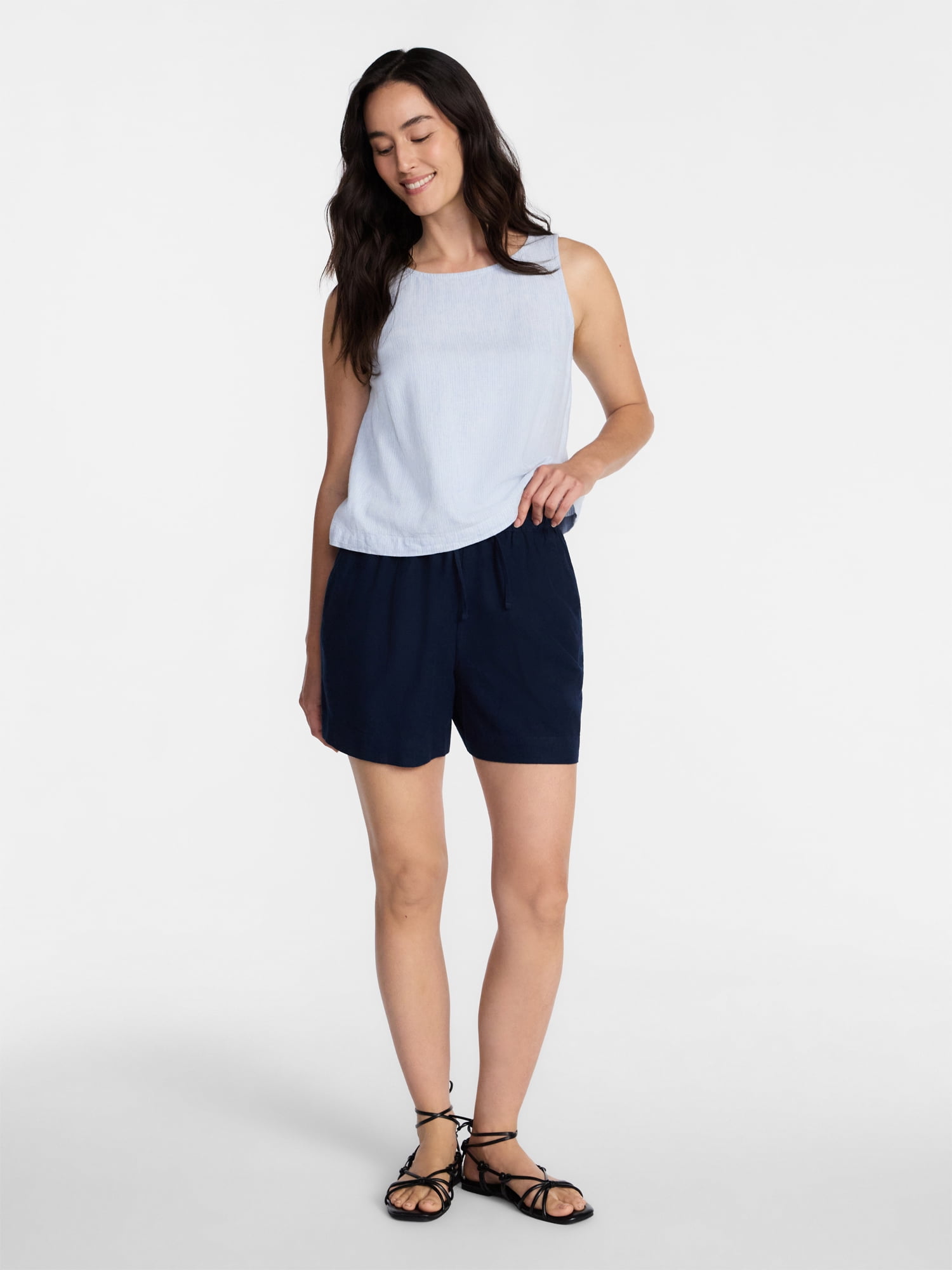 Time and Tru Women's Linen Blend Shorts, Sizes XS-XXXL