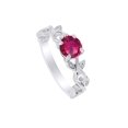 thumbnail image 2 of AFFY Round Simulated Ruby 14k White Gold Over Sterling Silver Leaf Filigree Engagement Ring, 2 of 3