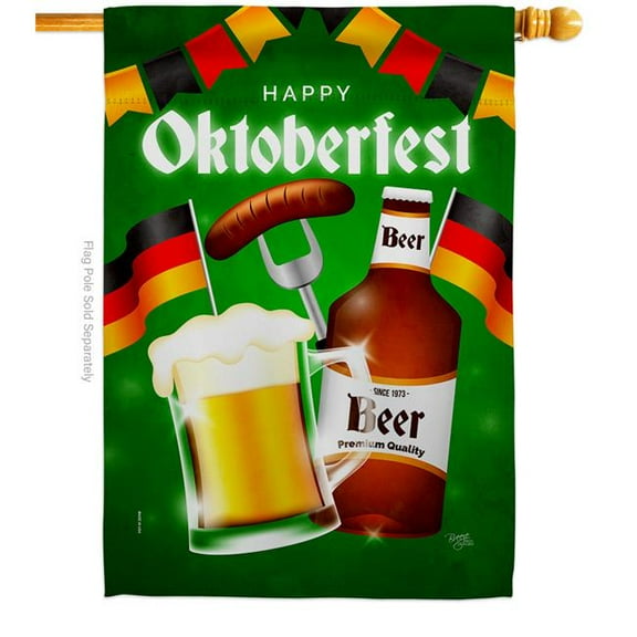 Breeze Decor H117082-BO Oktoberfest Beer Beverages 28 x 40 in. Double-Sided Decorative Vertical House Flags for Decoration Banner Garden Yard Gift