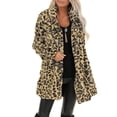thumbnail image 3 of PATLOLLAV Fall Clothes for Women 2022,Womens Leopard Faux Pocket Fuzzy Warm Winter Oversized Outwear Long Coat Brown L, 3 of 6