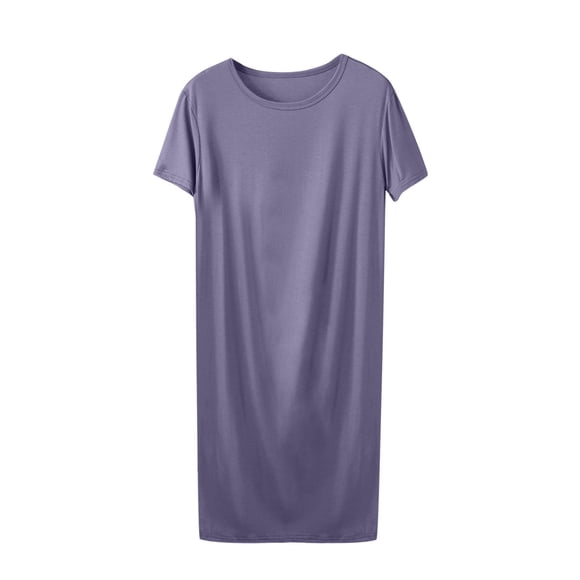 HUJlwoi Night Shirts for Women Plus Size Modal Long Sleepshirt Solid Color Basic Short Sleeve Nightgown Loose Oversized Onesie Sleepwear
