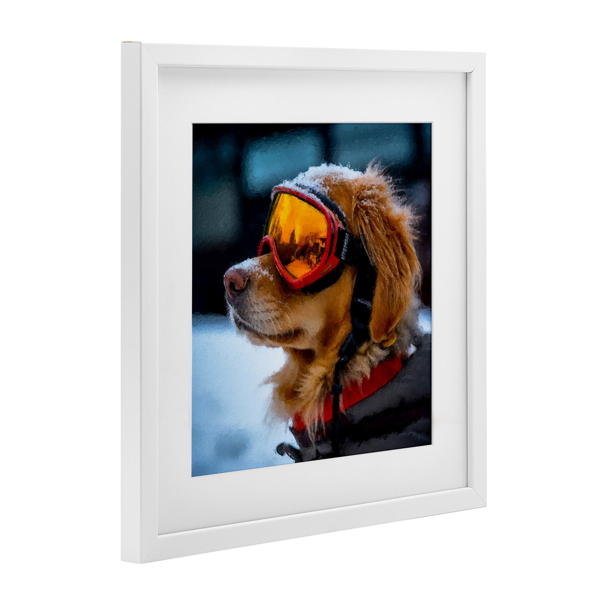 Stupell Industries Ski Goggles Dog White Framed Print Under Glass, design by Sean Parnell