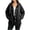 Black, variant on Smsaxvxz Women's Denim Hooded Jacket Fall Fashion Oversized Drawstring Button Jean Coat with Pockets Light Blue XL