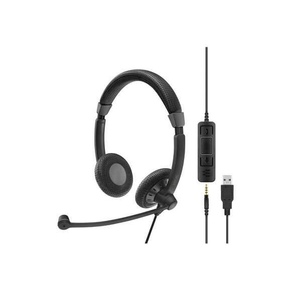EPOS SC 75 USB MS - Headset - on-ear - wired - 3.5 mm jack, USB - black