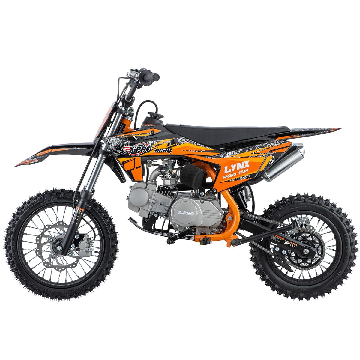 X-Pro Brand New 125cc Gas Pit Dirt Bike with 4-Speed Manual Transmission, Kick Start, 14"/12" Tires!