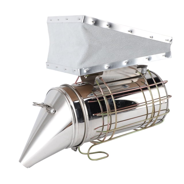 Stainless Steel Beehive Smoker with Heat Shield, Solid Wood Handle, Easy to Carry and Operate, Keep Bees Calm and Safe, Stable Smoke for Beekeeping Outdoors, Upgraded Version