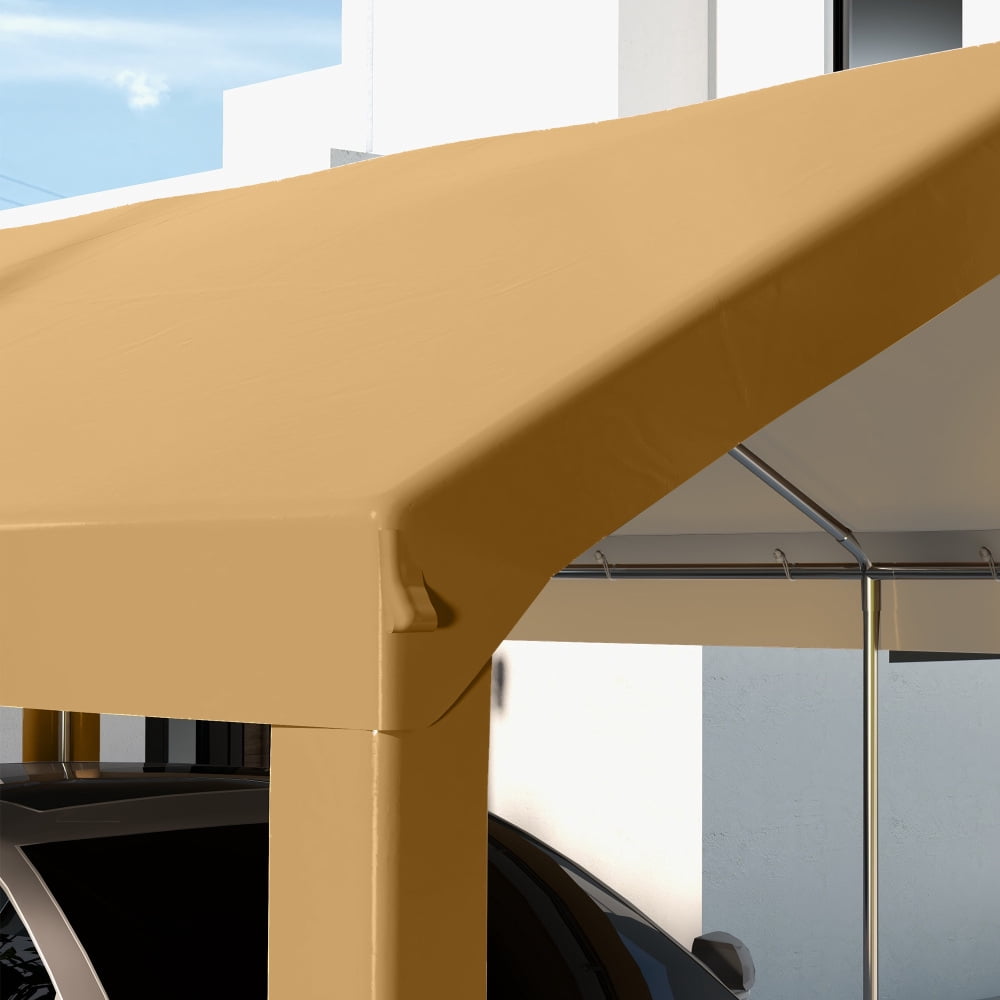 10'x20' Carport Replacement Canopy Cover - Heavy-Duty UV & Waterproof with Quick-Fix Ball Bungee System, Sandstone Beige ,Only Cover