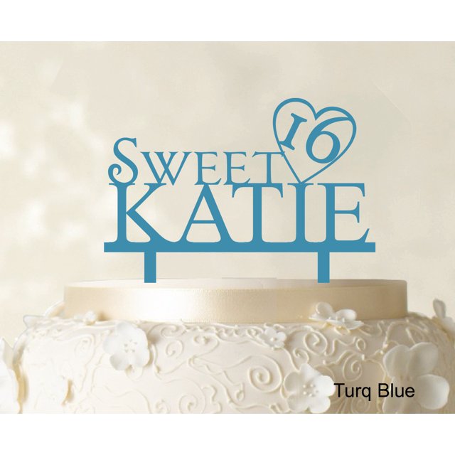 Personalized Birthday Cake Topper Turquoise Blue Cake Topper Color Option Available 5-7 Inches Wide