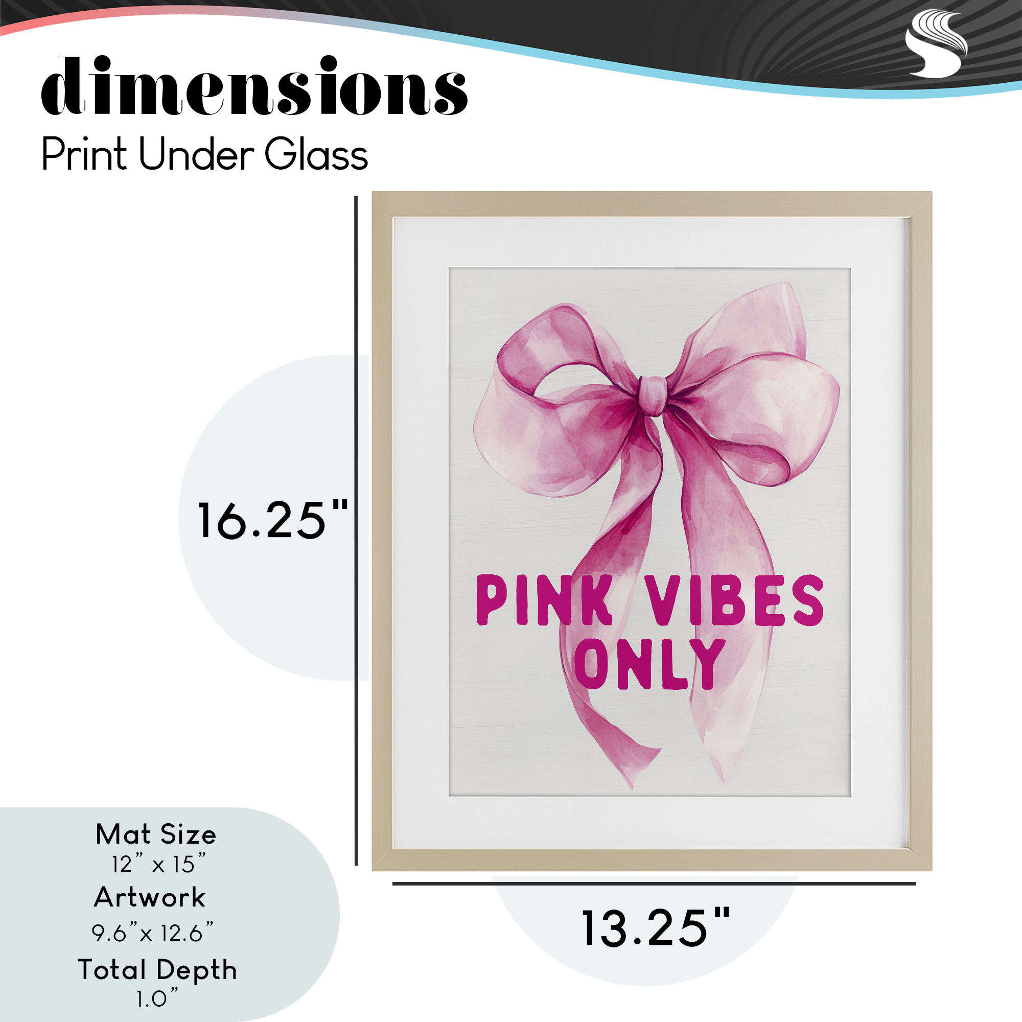Girly Pink Vibes Only Birch Framed Print Under Glass, design by Lettered and Lined