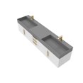 thumbnail image 3 of Amazon 84" White Wood Floating Vanity with Gray Top and Gold Trim, 3 of 10