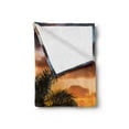 thumbnail image 2 of Palm Tree Soft Flannel Fleece Blanket, Palm Tree Silhouette Scene at the Sunset Twilight Tranquility in Nature Image, Cozy Plush for Indoor and Outdoor Use, 50" x 60", Orange Green, by Ambesonne, 2 of 5