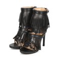 thumbnail image 5 of Liliana CG69 Women Leatherette Open Toe Fringe Zip Stiletto Heel Sandal, 5 of 5