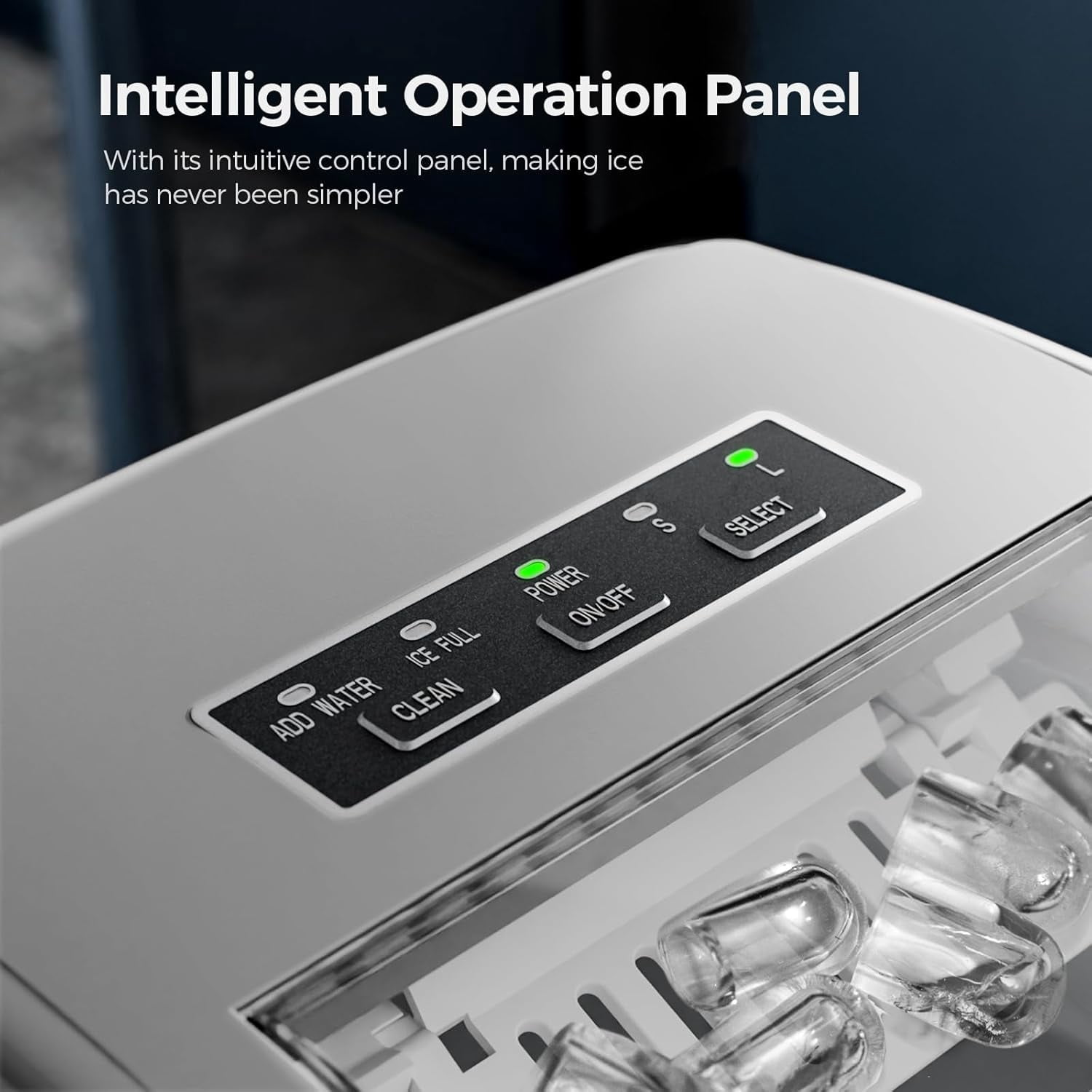 Countertop Ice Maker Machine, 26Lbs/24H, 9 Cubes in 6 Mins, Self-Cleaning, 2 Sizes Bullet Ice, Portable for Home Kitchen, Black