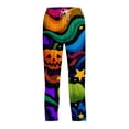thumbnail image 7 of Halloween Lounge Pants for Men, Drawstring Sleep Bottoms with Psychedelic Rainbow Pumpkin & Star Print, Soft Lightweight Casual Trousers, Elastic Waist Pajama Leggings, 1 Pair Multicolor XXL, 7 of 7