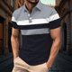 thumbnail image 1 of Blusa y camisa de manga corta con cuello vuelto para hombre, informal, de manga larga, con botones estampados, de poliéster, 1 of 7