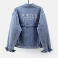 thumbnail image 4 of Sexlip Womens Jean Jacket Basic Trendy Long Sleeve Denim Jackets Button Down Fitted Trucker Shacket with Pockets Blue L, 4 of 9