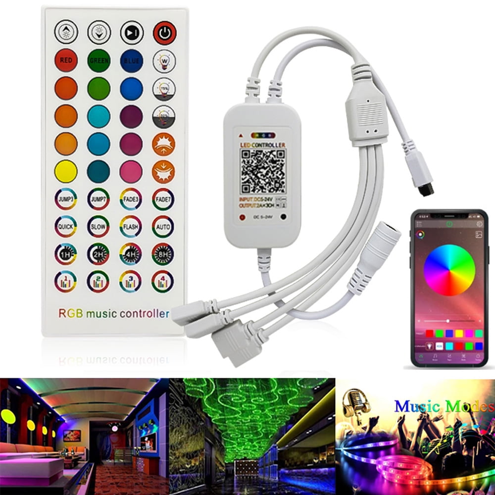 5050RGB Colour Changing Kit 40 Keys Remote APP Bluetooth Control Music Sync Lighting Strip for Home Kitchen TV Party Decoration Waterproof IP65 HueLiv LED Strips Lights 10M 2x5m