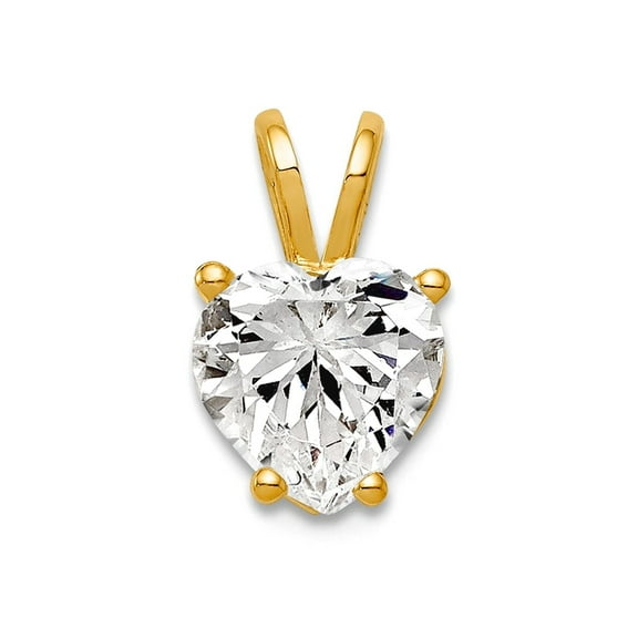 Finest Gold  14k 7 mm Heart Cubic Zirconia Pendant