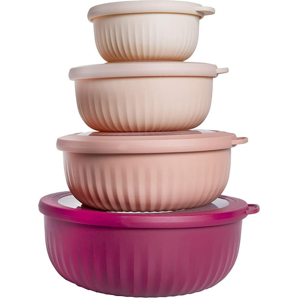 Cook with Color Prep Bowls - 8 Piece Nesting Plastic Meal Prep Bowl Set