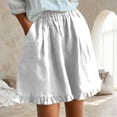 thumbnail image 2 of Wide Leg Shorts for Women Summer Casual Lightweight Elastic Waist Cute Ruffle Hem Loose Flowy Beach Shorts with Pockets, 2 of 7