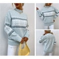 thumbnail image 4 of Women's Knitwear Christmas Snowflakes Half Turtleneck Christmas Sweater, Festive and Warm, Perfect for Holiday Parties and Winter Celebrations,Light blue,M, 4 of 6
