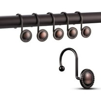 Rustproof Antique Decorative Shower Curtain Hooks, 12pcs Oil Rubbed Bronze Shower Curtain Ring Holders for Bathroom Shower Rods Curtains Home