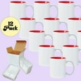 thumbnail image 2 of 12 PACK 11 oz. RED Inner and WHITE Handle- Ceramic Sublimation Blank Mugs- Individually Packed in a Protective Gift Box, 2 of 2