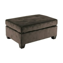 OakvillePark Mattapan Velvet Upholstered Ottoman, Chocolate