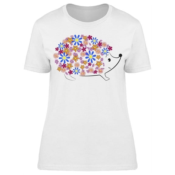 Flowers On Hedgehog Back Sketch T-Shirt Women -Image by Shutterstock, Female x-Large