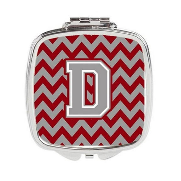 Letter D Chevron Crimson & Grey Compact Mirror - Crimson & Grey - 3in. H x 0.3in. W x 2.75in. L