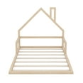 thumbnail image 4 of Bellemave Full Size Wood Floor Bed with House-shaped Headboard Montessori Floor Bed with Rails and Wooden Slats No Box Spring Needed, Natural, 4 of 10
