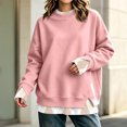 thumbnail image 6 of Crew Neck Sweatshirts Women Oversized Fall French Terry Layered Pullover Sweatshirt Fake Two‑Piece Tops Pullover Casual Split Hem Top, 6 of 6