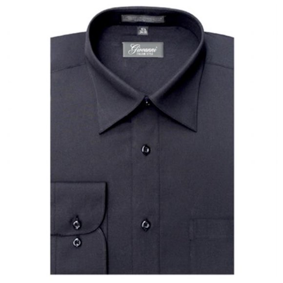 Giovanni CLG1002-17 1-2x34-35 Mens Solid Color Dress Shirt, Black