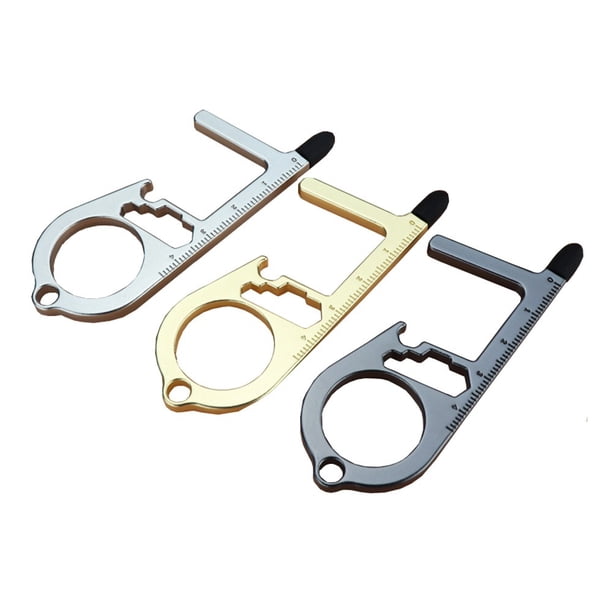 6 PCS Abridor de puerta antitáctil EDC Sin contacto Abridor de puerta de seguridad limpio Mango Herramienta Llavero para lugares públicos Puertas Ascensor Pantalla táctil