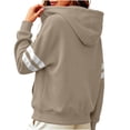 thumbnail image 6 of Ghalytn Women's Full Zip Hoodie Jacket, Long Sleeve Striped Drawstring Hooded Sweatshirt with Kangaroo Pocket, 6 of 7