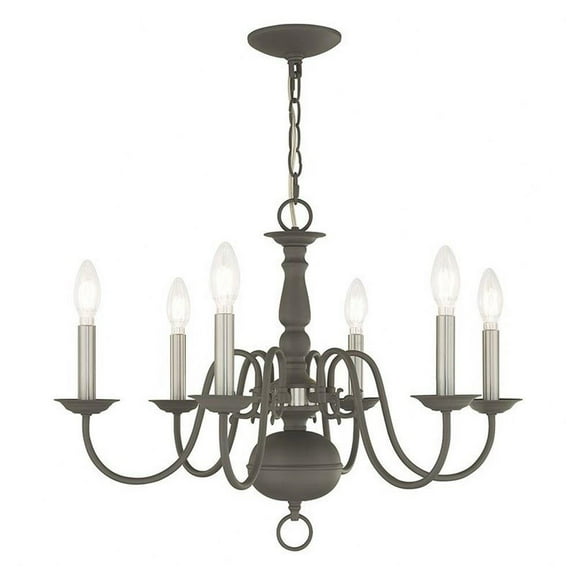Traditional Six Light Chandelier-Scandinavian Gray Finish Bailey Street Home 218-Bel-2944771