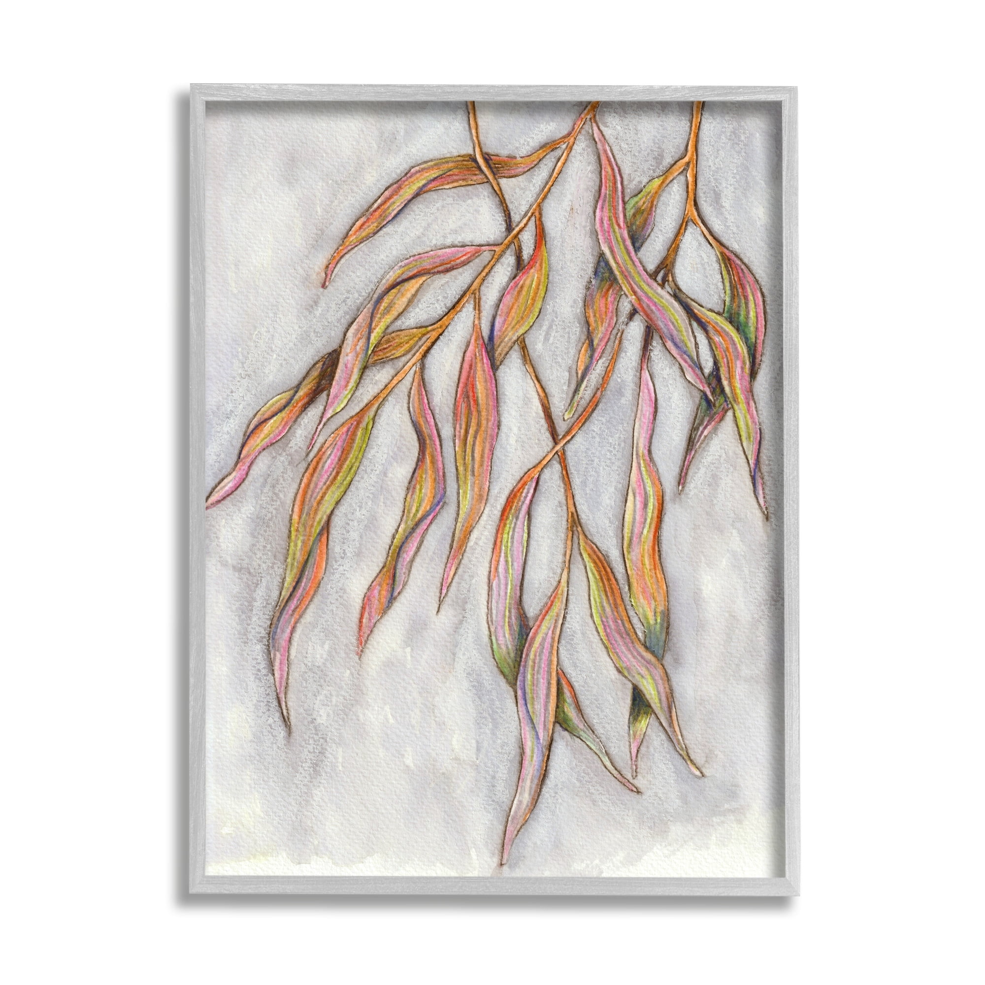 Stupell Industries Withering Leaves Botanicals Hanging Modern Watercolor Detail Painting Gray Framed Art Print Wall Art, Design by Elvira Errico