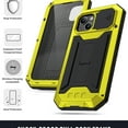 thumbnail image 3 of Dteck Case for iPhone 13 mini ,Shockproof Armor Rubber Rugged Heavy Duty Kickstand Tempered Glass Screen Protection Full Body Cover Camera Slide Protector Case,Yellow, 3 of 8