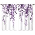 thumbnail image 6 of Eucalyptus Botanical Leaves Purple Floral Kitchen Window Curtains Over Sink Farmhouse Flower Leaf Small Window Treatment Cafe Short Curtains for Bathroom Treatment Tier Drapes 26x36 inch, 6 of 6