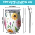 thumbnail image 5 of 12oz Stemless Wine Tumblers Floral Pattern Vacuum Insulated Stainless Steel Travel Tumbler Cups Mug with Lid and Straw for Champaign,Cocktail,Beer with Cleaning Brush, 5 of 5