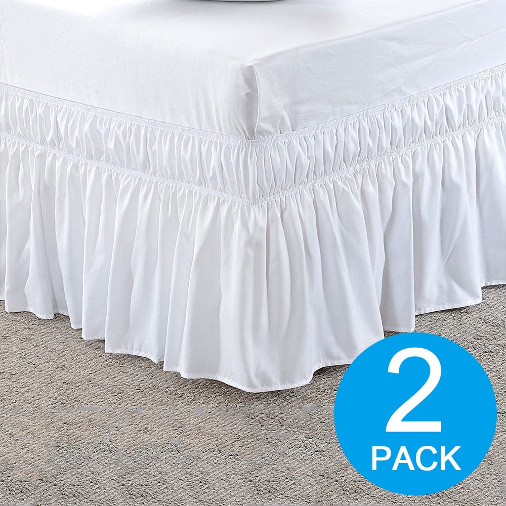 Bed Skirts for Twin/Queen Beds 15" Drop, Elastic Dust Ruffles Easy Fit
