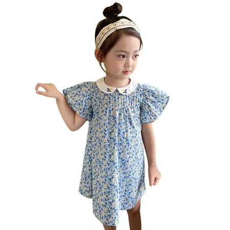 

Zlekejiko Toddler Kids Baby Girls Clothes Summer Fly Sleeve Floral Princess Dress Casual Beach Dresses Outfits