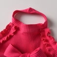 thumbnail image 2 of Infant Baby Girl Clothes Solid Jumpsuit Sleeveless Ruffle Halter Bodysuit Bell-Bottoms Pants Outfits Set Rose Red 6-9 Months, 2 of 6