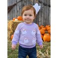 thumbnail image 5 of RUINIXCW Toddler Baby Girl Halloween Sweatshirt Adorable Long Sleeve Ghost Embroidery Striped Pullover for Daily Party Wear, 5 of 8